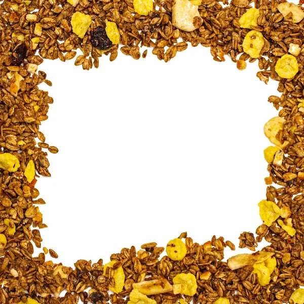 Frame White Background Granola — Stock Photo, Image