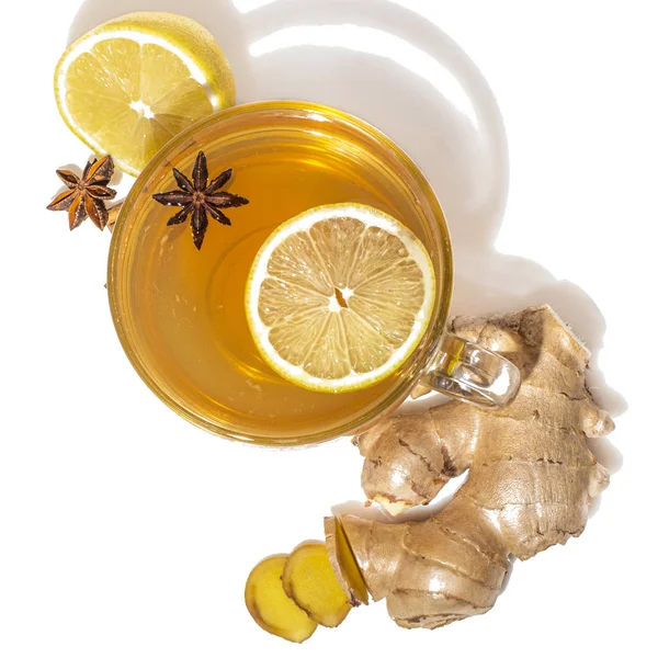 Healing Tea Lemon Ginger Winter Best Gourmet — Stock Photo, Image