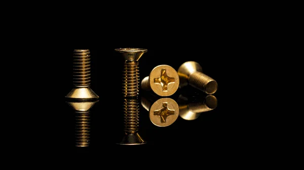 Bronze Screws Mounting Four Sides — Stock Photo, Image