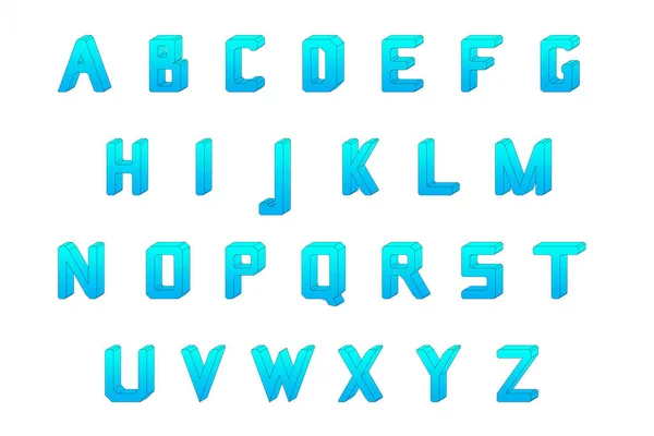 Английский Алфавит Геометрические Буквы Сине Голубым Градиентом — стоковое фото