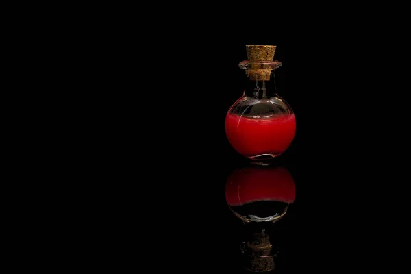 Glass Flasks Blood Corks Black Background Isolate Black — Stock Photo, Image