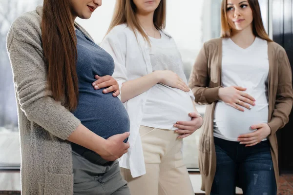 Egy Csoport Fiatal Terhes Lány Kommunikál Szülés Előtti Osztályban Terhes — Stock Fotó