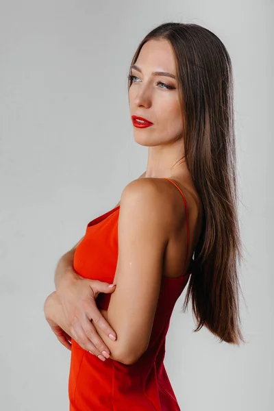 Mooi Sexy Meisje Poseren Studio Emotions — Stockfoto