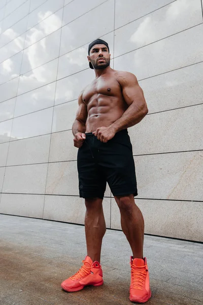 Sexy Man Posing Topless Hot Sun Fitness Lifestyle — Stock Photo, Image