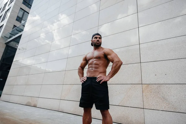 Hombre Sexy Posando Topless Sol Caliente Fitness Estilo Vida — Foto de Stock