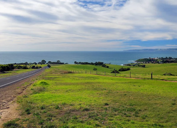 Road Passing Grassland Penneshaw Kangaroo Island Austrália — Fotografia de Stock