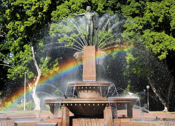 Arco Iris Fuente Agua Archibald Hyde Park Sydney Nsw Australia — Foto de Stock