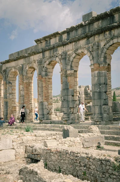 Ruines Basilique Romaine Volubilis Patrimoine Mondial Unesco Près Meknès Fès — Photo