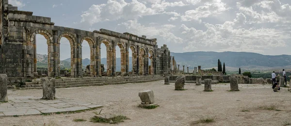 Ruinerna Den Romerska Basilikan Volubilis Ett Unesco Världsarv Nära Meknes — Stockfoto