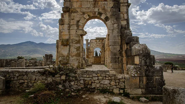 Ruinerna Den Romerska Basilikan Volubilis Ett Unesco Världsarv Nära Meknes — Stockfoto