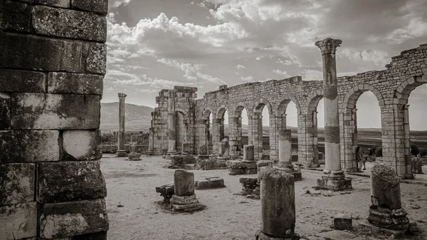 Руїни Римських Базиліки Volubilis Всесвітньої Спадщини Юнеско Поблизу Мекнес Фес — стокове фото