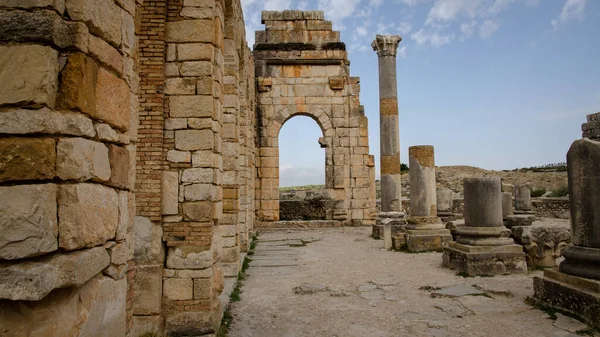 Ruinerna Den Romerska Basilikan Volubilis Ett Unesco Världsarv Nära Meknes — Stockfoto