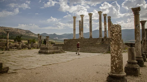 Ruinerna Den Romerska Basilikan Volubilis Ett Unesco Världsarv Nära Meknes — Stockfoto