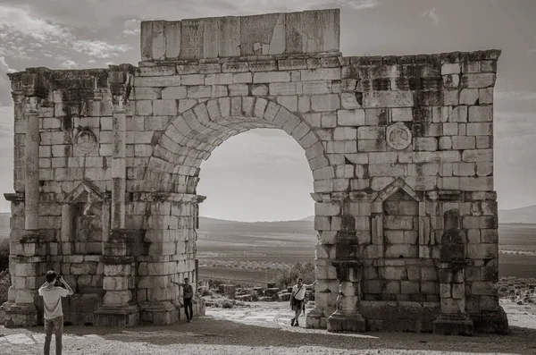 Ruínas Basílica Romana Volubilis Patrimônio Mundial Unesco Perto Meknes Fez — Fotografia de Stock