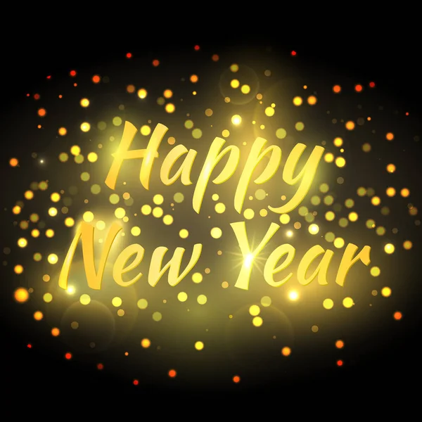 Feliz Año Nuevo tarjeta de felicitación con destellos de brillo mágico Ilustración De Stock