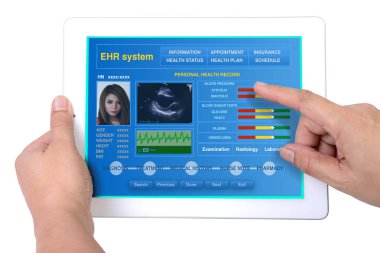 Electronic health record on tablet. clipart
