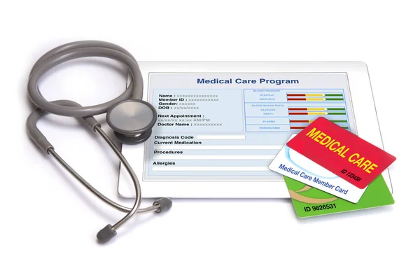 Medical care cards and personal health information. — Stock Photo, Image