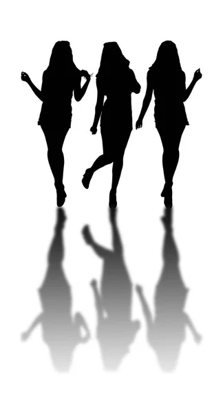 Három lány a földön árnyék reflex. — Stock Fotó