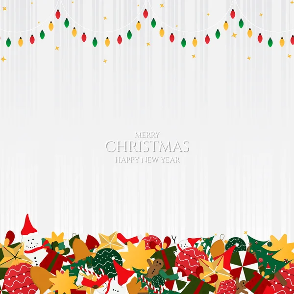 Noel partisi posteri modern beyaz tasarım hediye tarzı — Stok Vektör