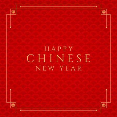 Mutlu Çin yeni yılı kırmızı arkaplan şekilli çerçeve