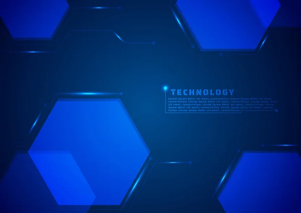技術の背景幾何学的な六角形の形のテキストのためのスペースを持つ光の流れのデザイン ベクターイラスト — ストックベクタ