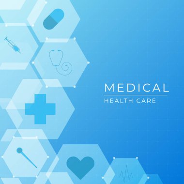 Medikal modern pankart tasarımı altıgen şekli ve metin için alanı olan bir simge. vektör illüstrasyonu.