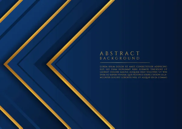 Abstract Vierkant Overlappen Laag Golfvorm Luxe Gouden Stijl Blauwe Kleur — Stockvector