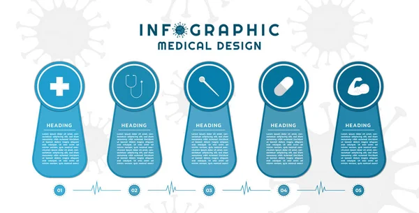 Інфографічна Піктограма Медичної Часової Лінії Дизайну Кола Форми Коронавірусу Концепції — стоковий вектор