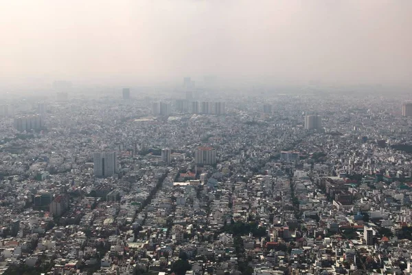 Tät Luftförorening Och Smog Över Saigon Vietnam Chi Minh City — Stockfoto