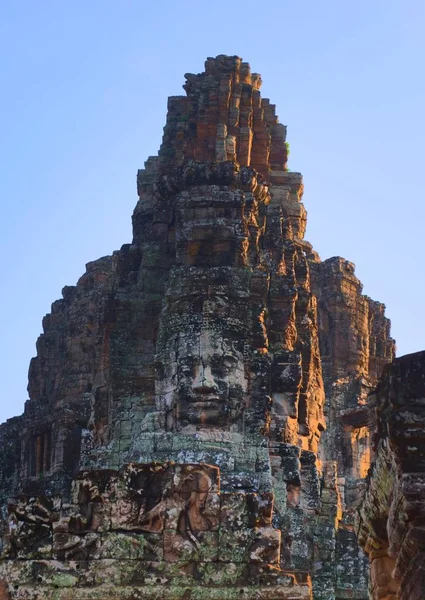 Башта Кам Яному Обличчі Храму Байон Розташований Ангкорі Камбоджа Стародавній — стокове фото