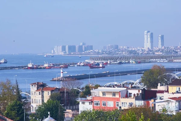 Erhöhter Blick Auf Das Yenikapi Ferry Terminal Und Das Marmarameer — Stockfoto