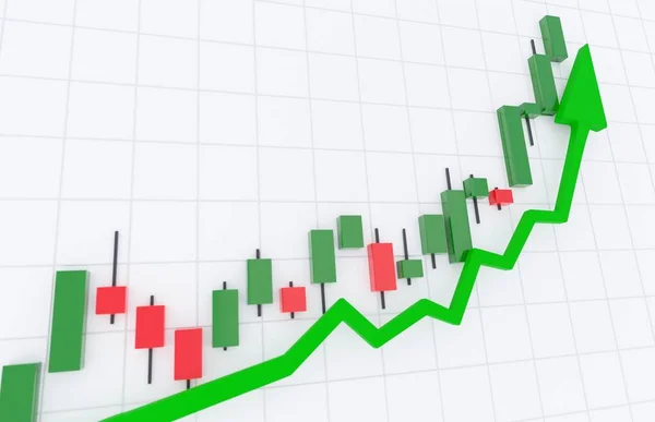 Boom Boursier Gains Financiers Concept Investissement Sûr Flèche Verte Élevant — Photo