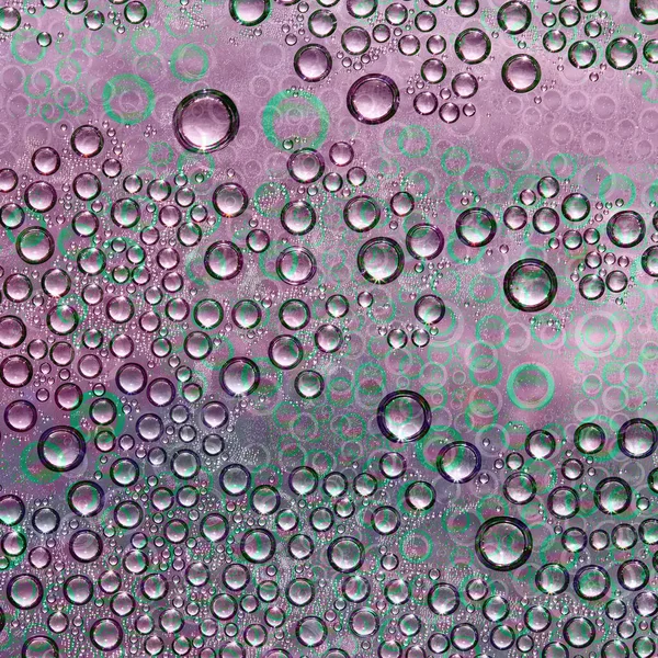 Сферы Разных Диаметров Розового Синего Цветов Зеленые Отражения Случайным Образом — стоковое фото