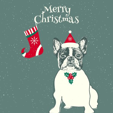 Noel kartı ile şirin köpek