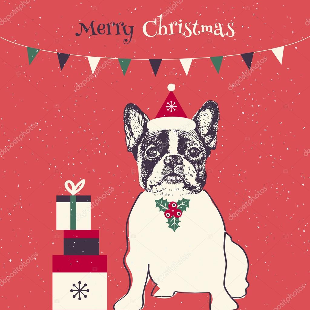 Christmas card with cute dog