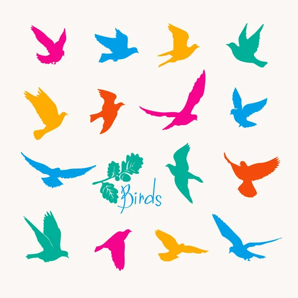 Ilustración de siluetas de aves — Vector de stock