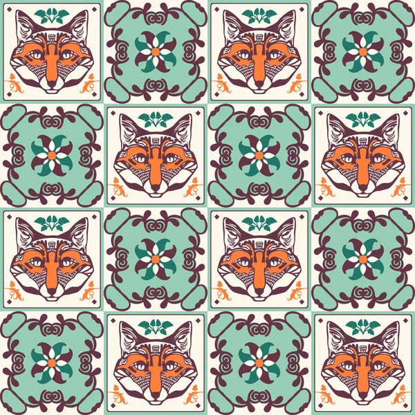 Patrón de azulejos de pared sin costura Vintage — Vector de stock