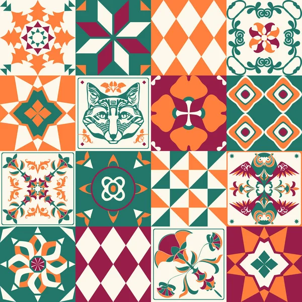 Vintage seamless wall tiles pattern — Stock Vector