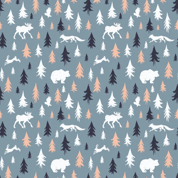 无缝模式与森林动物 — 图库矢量图片