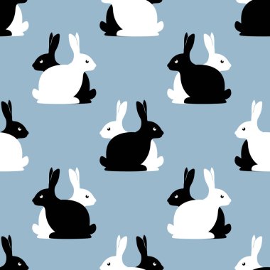 Tavşanlı kusursuz desen. Kağıt, tekstil baskısı, sayfa doldurma için grafik tasarımı 