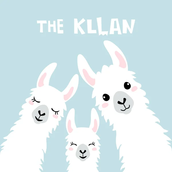 Llamas Alpacas Drie Schattige Lama Vectorillustratie — Stockvector