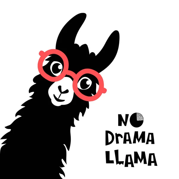 Drama Llama Card Con Disegno Del Lama Del Fumetto Carino — Vettoriale Stock
