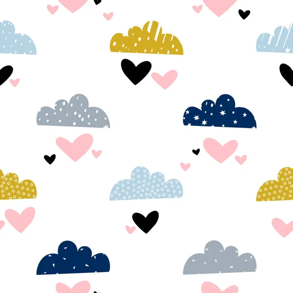 Vectorset Van Naadloos Patroon Met Wolken — Stockvector