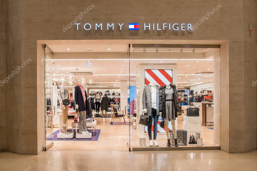 Tommy hilfiger Store in Paris, France, 17-11-19, Luxury Clothing brand shop in 