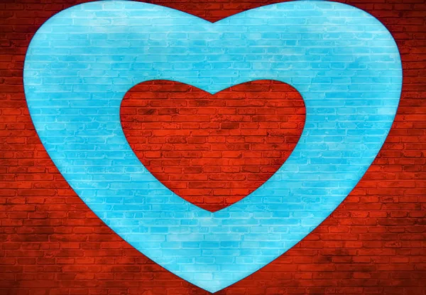 Corazón azul sobre fondo rojo . —  Fotos de Stock