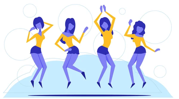 Motivational concept for landing page. Template for website or web page with stylish modern vector illustration. Group of young joyful jumping and dancing people with raised hands. — Stock Vector