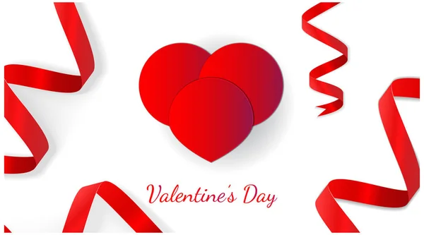 Romantische Valentijn thema achtergrond met liefde symbolen. horizontale achtergrond in rood en wit. Valentijnsdag evenement achtergrond. vector — Stockvector