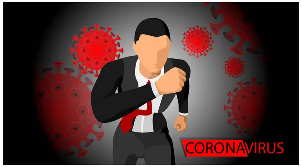 Illustration Der Gefahren Des Coronavirus Virus Terror Trifft Geschäftsleute — Stockvektor