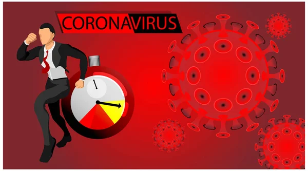 Rubrik Illustration Koronaviruset Tidsinställd Bomb Påverkar Affärsman Fara — Stock vektor