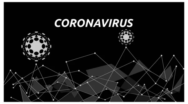 Modèle Web Monochrome Sur Virus Couronne Style Couleur Noir Blanc — Image vectorielle